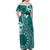 Kia Orana Cook Islands Family Matching Off Shoulder Maxi Dress and Hawaiian Shirt Tiare and Stars - Teal