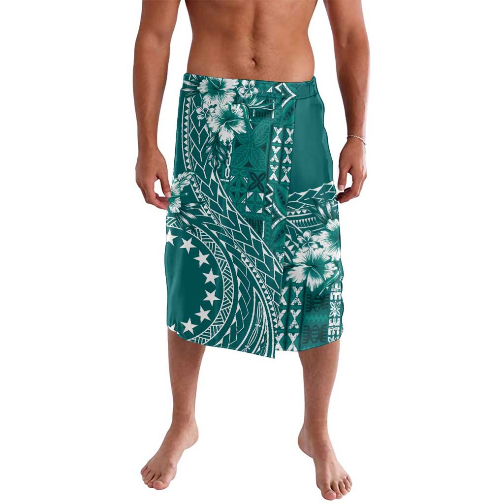 Kia Orana Cook Islands Lavalava Tiare and Stars - Teal LT7 Teal - Polynesian Pride