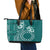 Kia Orana Cook Islands Leather Tote Bag Tiare and Stars - Teal