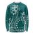 Kia Orana Cook Islands Long Sleeve Shirt Tiare and Stars - Teal