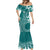 Kia Orana Cook Islands Mermaid Dress Tiare and Stars - Teal