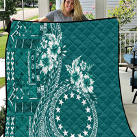 Kia Orana Cook Islands Quilt Tiare and Stars - Teal LT7 Teal - Polynesian Pride