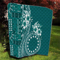 Kia Orana Cook Islands Quilt Tiare and Stars - Teal LT7 - Polynesian Pride