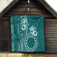 Kia Orana Cook Islands Quilt Tiare and Stars - Teal LT7 - Polynesian Pride