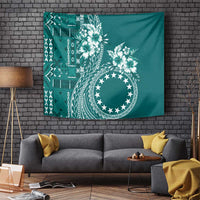 Kia Orana Cook Islands Tapestry Tiare and Stars - Teal LT7 - Polynesian Pride