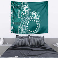 Kia Orana Cook Islands Tapestry Tiare and Stars - Teal LT7 - Polynesian Pride