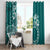 Kia Orana Cook Islands Window Curtain Tiare and Stars - Teal