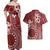 Kia Orana Cook Islands Couples Matching Off Shoulder Maxi Dress and Hawaiian Shirt Tiare and Stars - Scarlet