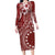 Kia Orana Cook Islands Family Matching Long Sleeve Bodycon Dress and Hawaiian Shirt Tiare and Stars - Scarlet