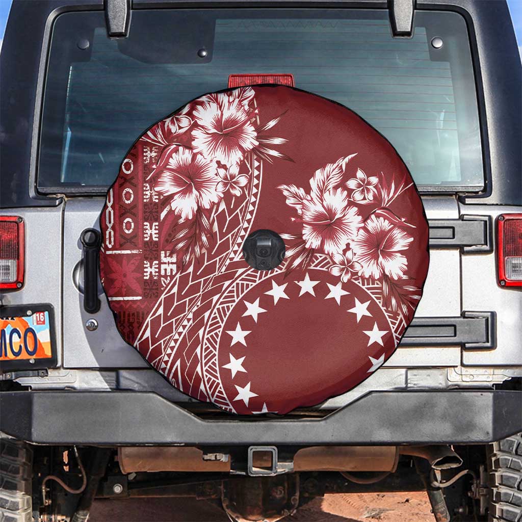 Kia Orana Cook Islands Spare Tire Cover Tiare and Stars - Scarlet