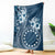 Kia Orana Cook Islands Blanket Tiare and Stars - Navy Blue