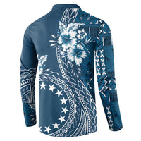 Kia Orana Cook Islands Button Sweatshirt Tiare and Stars - Navy Blue LT7 - Polynesian Pride
