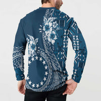 Kia Orana Cook Islands Button Sweatshirt Tiare and Stars - Navy Blue LT7 - Polynesian Pride