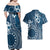 Kia Orana Cook Islands Couples Matching Off Shoulder Maxi Dress and Hawaiian Shirt Tiare and Stars - Navy Blue