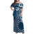 Kia Orana Cook Islands Family Matching Off Shoulder Maxi Dress and Hawaiian Shirt Tiare and Stars - Navy Blue