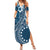 Kia Orana Cook Islands Family Matching Summer Maxi Dress and Hawaiian Shirt Tiare and Stars - Navy Blue