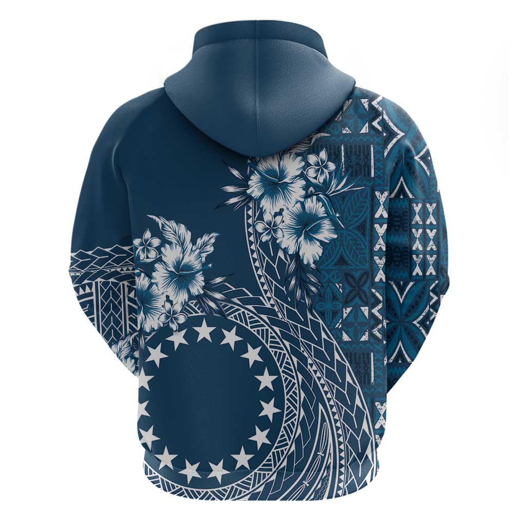 Kia Orana Cook Islands Hoodie Tiare and Stars - Navy Blue LT7 - Polynesian Pride