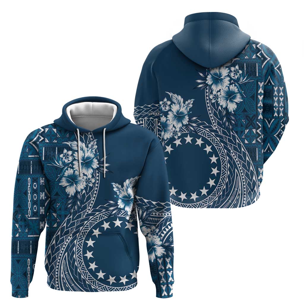 Kia Orana Cook Islands Hoodie Tiare and Stars - Navy Blue LT7 - Polynesian Pride