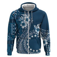 Kia Orana Cook Islands Hoodie Tiare and Stars - Navy Blue LT7 Zip Hoodie Navy Blue - Polynesian Pride