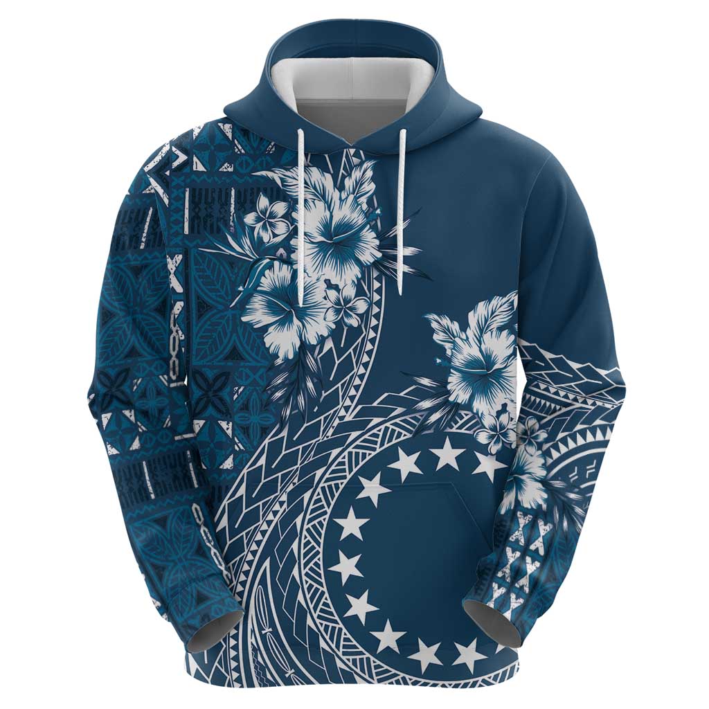 Kia Orana Cook Islands Hoodie Tiare and Stars - Navy Blue LT7 - Polynesian Pride