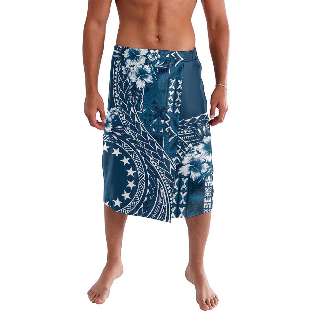 Kia Orana Cook Islands Lavalava Tiare and Stars - Navy Blue LT7 Navy Blue - Polynesian Pride
