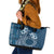 Kia Orana Cook Islands Leather Tote Bag Tiare and Stars - Navy Blue