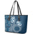 Kia Orana Cook Islands Leather Tote Bag Tiare and Stars - Navy Blue