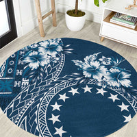 Kia Orana Cook Islands Round Carpet Tiare and Stars - Navy Blue LT7 Navy Blue - Polynesian Pride