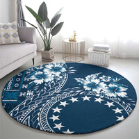 Kia Orana Cook Islands Round Carpet Tiare and Stars - Navy Blue LT7 - Polynesian Pride