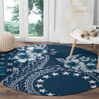 Kia Orana Cook Islands Round Carpet Tiare and Stars - Navy Blue LT7 - Polynesian Pride