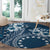 Kia Orana Cook Islands Round Carpet Tiare and Stars - Navy Blue