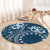 Kia Orana Cook Islands Round Carpet Tiare and Stars - Navy Blue