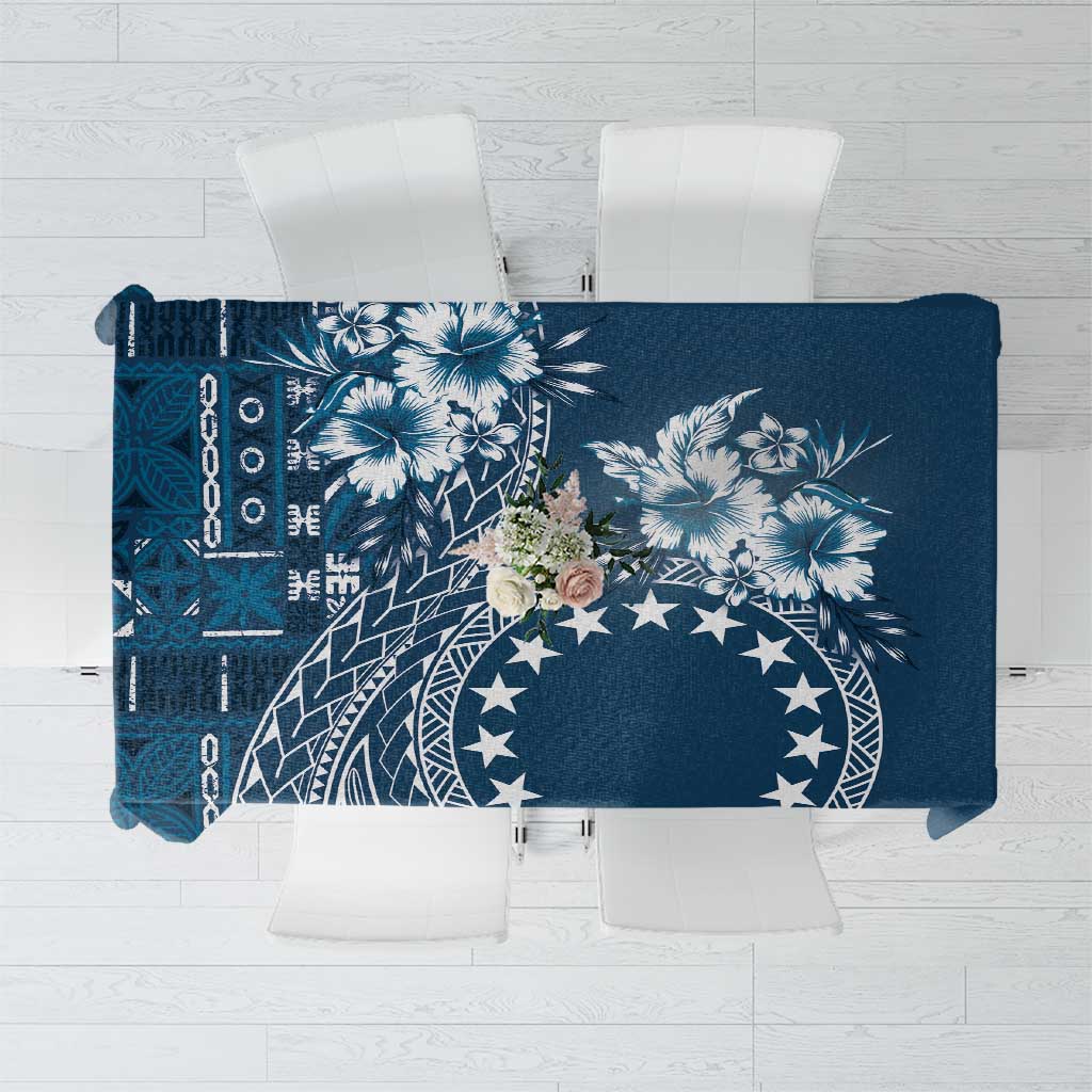 Kia Orana Cook Islands Tablecloth Tiare and Stars - Navy Blue LT7 Navy Blue - Polynesian Pride