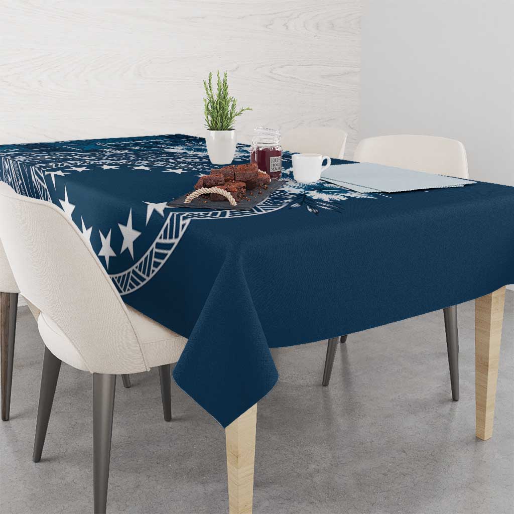 Kia Orana Cook Islands Tablecloth Tiare and Stars - Navy Blue LT7 - Polynesian Pride