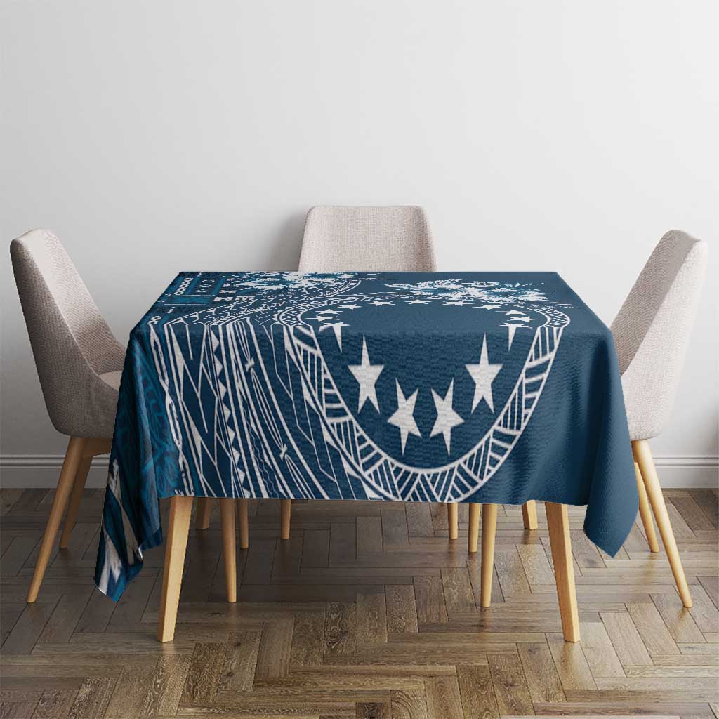 Kia Orana Cook Islands Tablecloth Tiare and Stars - Navy Blue LT7 - Polynesian Pride