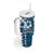 Kia Orana Cook Islands Tumbler With Handle Tiare & Stars - Navy Blue