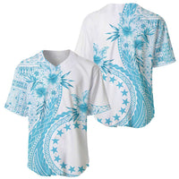 Kia Orana Cook Islands Baseball Jersey Tiare and Stars - Turquoise LT7 - Polynesian Pride