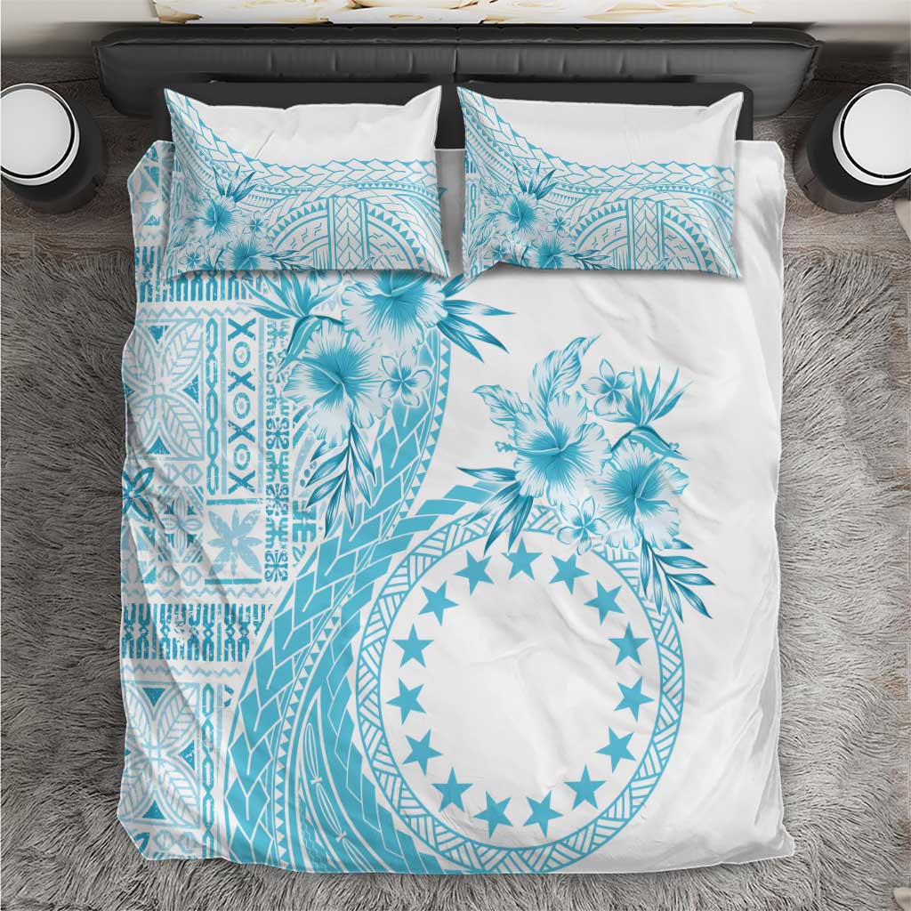 Kia Orana Cook Islands Bedding Set Tiare and Stars - Turquoise LT7 Turquoise - Polynesian Pride