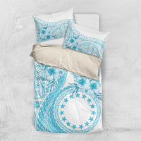 Kia Orana Cook Islands Bedding Set Tiare and Stars - Turquoise LT7 US Twin 172cm x 218cm Turquoise - Polynesian Pride