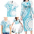 Kia Orana Cook Islands Family Matching Long Sleeve Bodycon Dress and Hawaiian Shirt Tiare and Stars - Turquoise