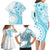 Kia Orana Cook Islands Family Matching Long Sleeve Bodycon Dress and Hawaiian Shirt Tiare and Stars - Turquoise