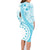 Kia Orana Cook Islands Family Matching Long Sleeve Bodycon Dress and Hawaiian Shirt Tiare and Stars - Turquoise