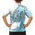 Kia Orana Cook Islands Family Matching Off The Shoulder Long Sleeve Dress and Hawaiian Shirt Tiare and Stars - Turquoise