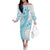 Kia Orana Cook Islands Family Matching Off The Shoulder Long Sleeve Dress and Hawaiian Shirt Tiare and Stars - Turquoise