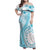 Kia Orana Cook Islands Family Matching Off Shoulder Maxi Dress and Hawaiian Shirt Tiare and Stars - Turquoise