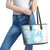 Kia Orana Cook Islands Leather Tote Bag Tiare and Stars - Turquoise