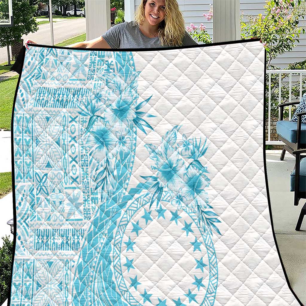 Kia Orana Cook Islands Quilt Tiare and Stars - Turquoise LT7 Turquoise - Polynesian Pride