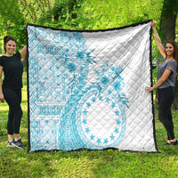Kia Orana Cook Islands Quilt Tiare and Stars - Turquoise LT7 - Polynesian Pride