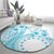 Kia Orana Cook Islands Round Carpet Tiare and Stars - Turquoise