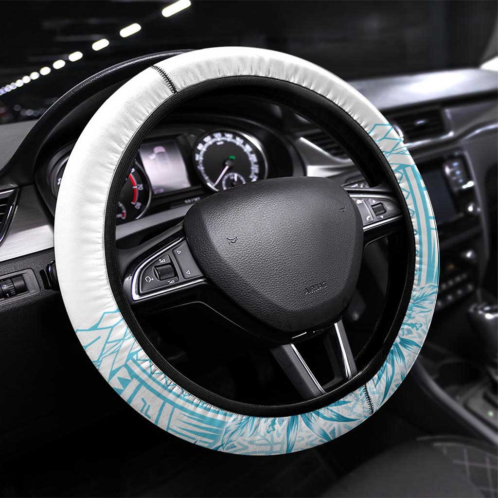 Kia Orana Cook Islands Steering Wheel Cover Tiare and Stars - Turquoise